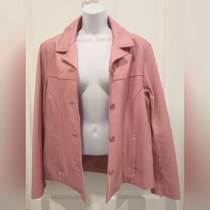 Wilsons Leather Maxima Pink Blazer with Notched Lapels and Relaxed Fit, XL
